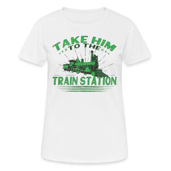 Zug Und Usa-flagge Ich Spiele Immer Noch Mit Zug - Frauen T-Shirt atmungsaktiv - Weiß - Vorne - AI Model Female 172 dark (172cm)