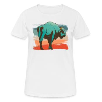 Illustration de bisons animaux - T-shirt respirant Femme - blanc - Devant - AI Model Female 172 dark (172cm)