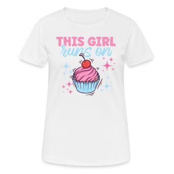 With this design Girl Runs On Cupcake - Women's Breathable T-Shirt - white - Front - AI Model Female 172 dark (172cm)