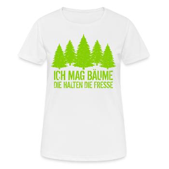 Ich mag Bäume - Die halten die Fresse - Waldliebe - Frauen T-Shirt atmungsaktiv - Weiß - Vorne - AI Model Female 172 dark (172cm)