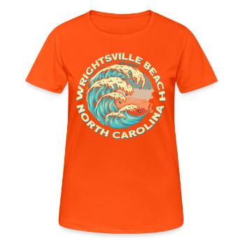 Wrightsville Beach, Caroline du Nord - T-shirt respirant Femme - orange néon - Devant - AI Model Female 172 dark (172cm)
