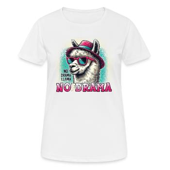 Sans stress avec notre Lama No Drama - T-shirt respirant Femme - blanc - Devant - AI Model Female 172 dark (172cm)