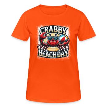 L’ambiance de la mer avec notre journée à la plage Crabby - T-shirt respirant Femme - orange néon - Devant - AI Model Female 172 dark (172cm)