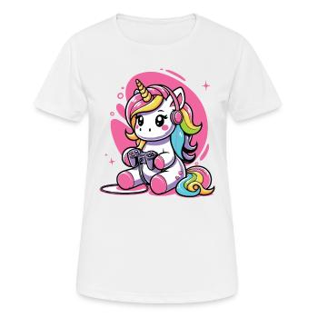 Play Controller Gaming Unicorn Controller - T-shirt respirant Femme - blanc - Devant - AI Model Female 172 dark (172cm)