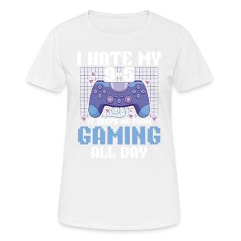 Play Controller Gaming I Hate Real Life - Frauen T-Shirt atmungsaktiv - Weiß - Vorne - AI Model Female 172 dark (172cm)