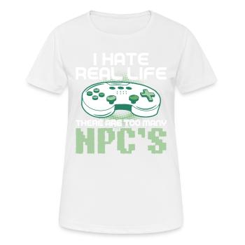 Play Controller Gaming I Hate Real Life - Frauen T-Shirt atmungsaktiv - Weiß - Vorne - AI Model Female 172 dark (172cm)