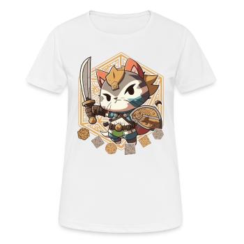 Jouer à la manette Gaming Gamer Samurai Cat - T-shirt respirant Femme - blanc - Devant - AI Model Female 172 dark (172cm)