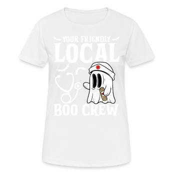 Halloween : Votre sympathique Boo-crew local - T-shirt respirant Femme - blanc - Devant - AI Model Female 172 dark (172cm)