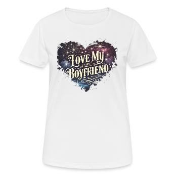J’aime mon copain Bonne fête du Nouvel An - T-shirt respirant Femme - blanc - Devant - AI Model Female 172 dark (172cm)