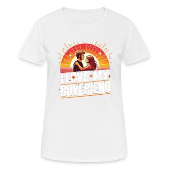 J’aime mon copain Bonne fête du Nouvel An - T-shirt respirant Femme - blanc - Devant - AI Model Female 172 dark (172cm)