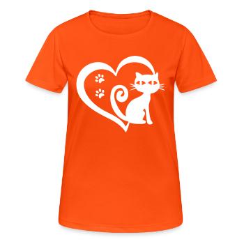 La vie est meilleure avec les chats - T-shirt respirant Femme - orange néon - Devant - AI Model Female 172 dark (172cm)