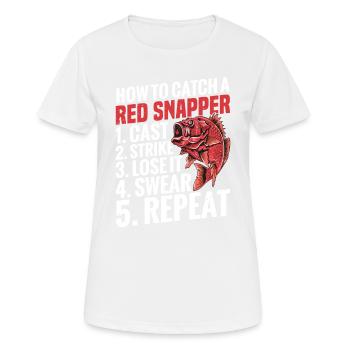 Fishing How to Catch a Red Snapper 1st Cast, 2nd Cast, 2nd Cast, 2nd Cast, 2nd Cast, 2nd Cast, 2nd Cast, 2nd Cast, 2nd Cast, 2nd Cast, 2nd - Women's Breathable T-Shirt - white - Front - AI Model Female 172 dark (172cm)