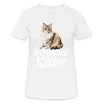 Katze: Mein Persönlicher Stalker - Frauen T-Shirt atmungsaktiv - Weiß - Vorne - AI Model Female 172 dark (172cm)