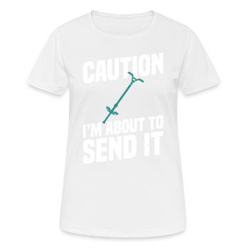 Pogo-stick Attention, je vous l’enverrai tout de suite - T-shirt respirant Femme - blanc - Devant - AI Model Female 172 dark (172cm)
