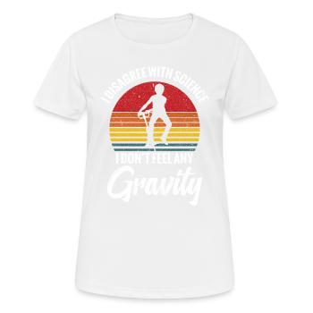 Pogo-stick "Je ne suis pas familier avec la science - T-shirt respirant Femme - blanc - Devant - AI Model Female 172 dark (172cm)