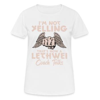 „ich Schreie Nicht, So Redet Ein - Frauen T-Shirt atmungsaktiv - Weiß - Vorne - AI Model Female 172 dark (172cm)
