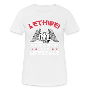 Lethwei Ist Kein Sport, Sondern Ein Lebensstil - Frauen T-Shirt atmungsaktiv - Weiß - Vorne - AI Model Female 172 dark (172cm)