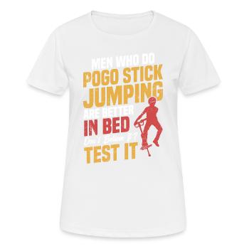 Les hommes qui font du pogo stick jumping sont - T-shirt respirant Femme - blanc - Devant - AI Model Female 172 dark (172cm)