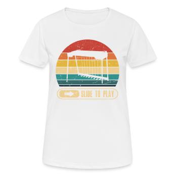 Ich Spiele Pedal Steel -gitarrenrutsche, Um - Frauen T-Shirt atmungsaktiv - Weiß - Vorne - AI Model Female 172 dark (172cm)