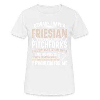 Attention, j’ai un frison, ce qui signifie - T-shirt respirant Femme - blanc - Devant - AI Model Female 172 dark (172cm)