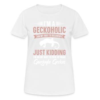 Je suis un geckoholic sur le chemin de la guérison, - T-shirt respirant Femme - blanc - Devant - AI Model Female 172 dark (172cm)