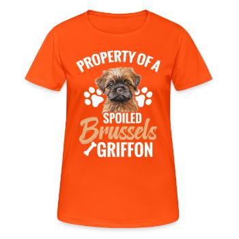 Property of a spoiled Brussels Griffon - Women's Breathable T-Shirt - neon orange - Front - AI Model Female 172 dark (172cm)