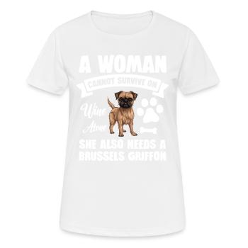 Une femme ne peut pas survivre uniquement avec du vin, - T-shirt respirant Femme - blanc - Devant - AI Model Female 172 dark (172cm)