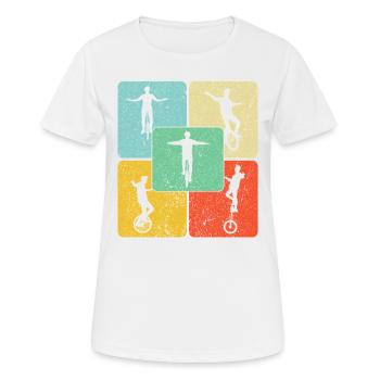This guy loves unicycles - Women's Breathable T-Shirt - white - Front - AI Model Female 172 dark (172cm)