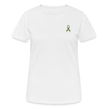 Ruban en solidarité avec l’Ukraine - T-shirt respirant Femme - blanc - Devant - AI Model Female 172 dark (172cm)