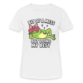 Süßer Frosch - Bit of a mess but doing my best - Women's Breathable T-Shirt - white - Front - AI Model Female 172 dark (172cm)