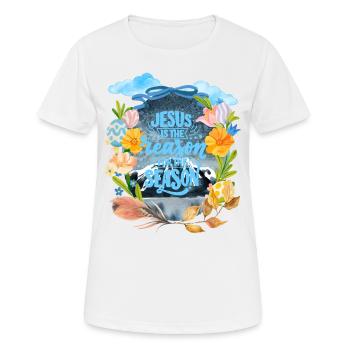 JESUS IS THE REASON FOR THE SEASON - Women's Breathable T-Shirt - white - Front - AI Model Female 172 dark (172cm)