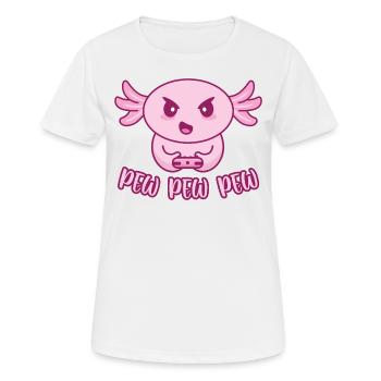 Axolotl gamer Zocker gaming zocken pew pew pew - Frauen T-Shirt atmungsaktiv - Weiß - Vorne - AI Model Female 172 dark (172cm)
