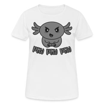 Axolotl gamer zocken Zocker gaming pew pew pew - Frauen T-Shirt atmungsaktiv - Weiß - Vorne - AI Model Female 172 dark (172cm)