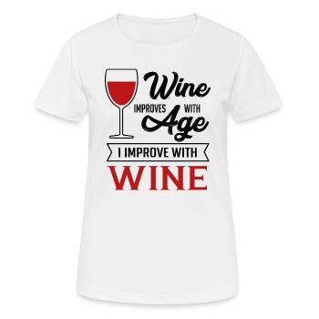 improve with wine and improve with wine - Women's Breathable T-Shirt - white - Front - AI Model Female 172 dark (172cm)