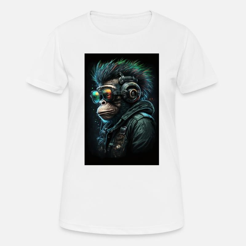 Punk Monkey With Headphones - Women's Breathable T-Shirt - white