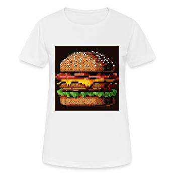 Burger 8 bits, Pixel Art - T-shirt respirant Femme - blanc - Devant - AI Model Female 172 dark (172cm)