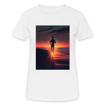 Coureur au coucher du soleil - T-shirt respirant Femme - blanc - Devant - AI Model Female 172 dark (172cm)