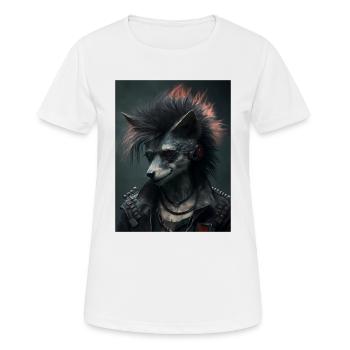 Cooler Punk Wulf - Frauen T-Shirt atmungsaktiv - Weiß - Vorne - AI Model Female 172 dark (172cm)