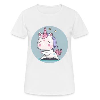 Licorne Chibi Yoga - T-shirt respirant Femme - blanc - Devant - AI Model Female 172 dark (172cm)