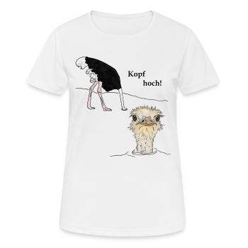 Kopf hoch, Vogel Strauss - Frauen T-Shirt atmungsaktiv - Weiß - Vorne - AI Model Female 172 dark (172cm)