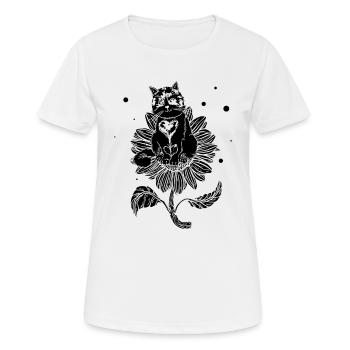 Cat Sunflower - Cute Cat Lover Cat Owner - Frauen T-Shirt atmungsaktiv - Weiß - Vorne - AI Model Female 172 dark (172cm)