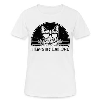 Drôle de propriétaire de chat - J’aime ma vie de chat - T-shirt respirant Femme - blanc - Devant - AI Model Female 172 dark (172cm)
