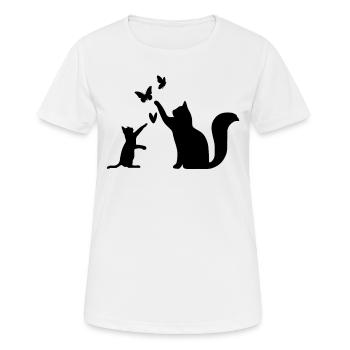 Chats avec papillons - Chats mignons - T-shirt respirant Femme - blanc - Devant - AI Model Female 172 dark (172cm)
