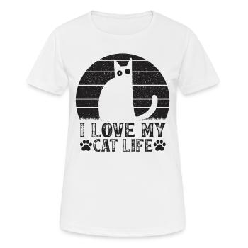 Propriétaire de chat Drôle de chat Meme Amoureux des chats - T-shirt respirant Femme - blanc - Devant - AI Model Female 172 dark (172cm)