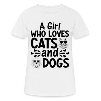 Amoureux des chats I Une fille qui a des chats et des hu - T-shirt respirant Femme - blanc - Devant - AI Model Female 172 dark (172cm)