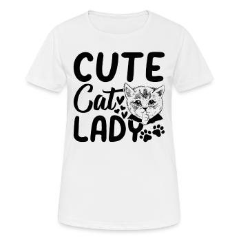 Verrückte Katzendame Katzenbesitzerin Niedliche Ka - Frauen T-Shirt atmungsaktiv - Weiß - Vorne - AI Model Female 172 dark (172cm)