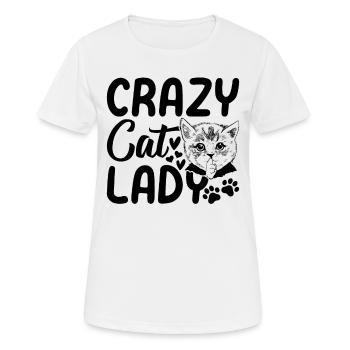 Verrückte Katzenlady Niedliche Katzenliebhaberin I - Frauen T-Shirt atmungsaktiv - Weiß - Vorne - AI Model Female 172 dark (172cm)