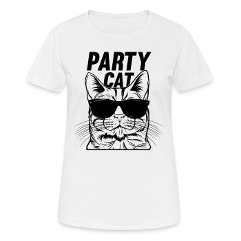 Party Katze Lustige Katzen I Party Katze - Frauen T-Shirt atmungsaktiv - Weiß - Vorne - AI Model Female 172 dark (172cm)