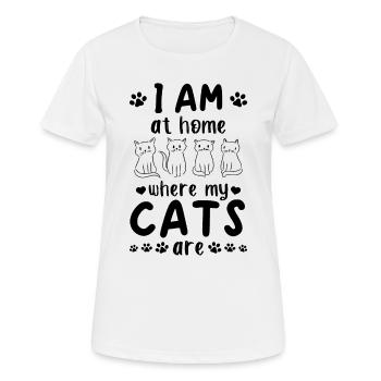Propriétaire de chat - Je suis à la maison où mes chats pèchent - T-shirt respirant Femme - blanc - Devant - AI Model Female 172 dark (172cm)