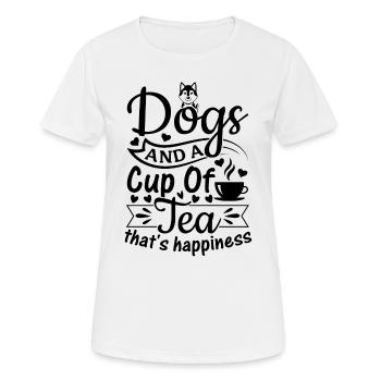 Des chiens et une tasse de thé - c’est de la chance, je sucre - T-shirt respirant Femme - blanc - Devant - AI Model Female 172 dark (172cm)